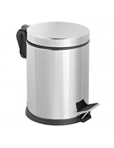 Cubo de basura metálico con pedal, papelera cilíndrica de metal para baño, cocina, aseo u oficina (12 litros, 35,5 x 24,5 x 31 c
