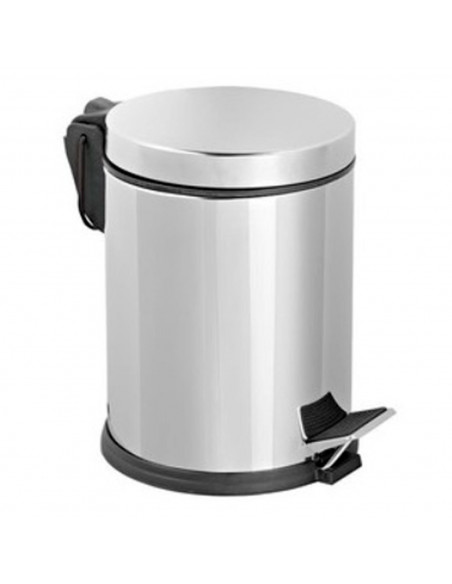 Cubo de basura metálico con pedal, papelera cilíndrica de metal para baño, cocina, aseo u oficina (12 litros, 35,5 x 24,5 x 31 c