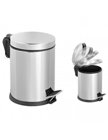 Cubo de basura metálico con pedal, papelera cilíndrica de metal para baño, cocina, aseo u oficina (12 litros, 35,5 x 24,5 x 31 c