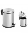 Cubo de basura metálico con pedal, papelera cilíndrica de metal para baño, cocina, aseo u oficina (12 litros, 35,5 x 24,5 x 31 c