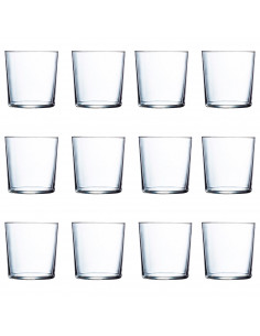 Tradineur - Set de 12 vasos de cristal modelo Ruta, vasos clásicos para agua, bebidas, resistentes, aptos para lavavajillas (36