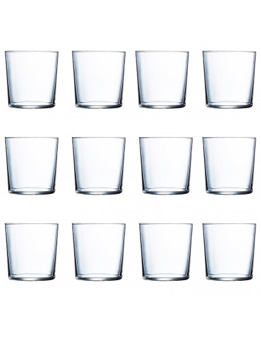 Tradineur - Set de 12 vasos de cristal modelo Ruta, vasos clásicos para agua, bebidas, resistentes, aptos para lavavajillas (36