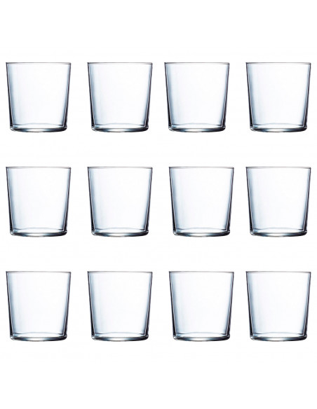 Tradineur - Set de 12 vasos de cristal modelo Ruta, vasos clásicos para agua, bebidas, resistentes, aptos para lavavajillas (36