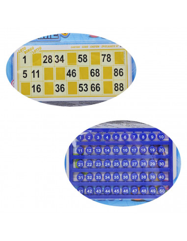 Toinsa - Juego de bingo con 12 cartones y 90 números, 2 a 6 jugadores, juego de mesa tradicional, familiar, diversión, fichas no