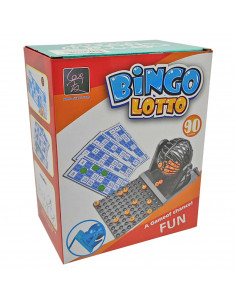 Tradineur - Juego de mini bingo manual con 12 cartones y 90 bolas, juego de mesa tradicional, familiar, mínimo 2 jugadores, fich