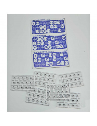 Tradineur - Juego de mini bingo manual con 12 cartones y 90 bolas, juego de mesa tradicional, familiar, mínimo 2 jugadores, fich