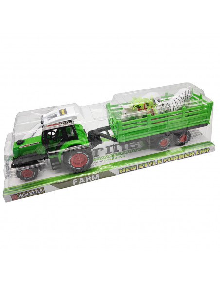 Tractor con remolque de juguete, ruedas de fricción, vehículo de granja con animales, regalo para niños, cumpleaños, navidad, ju
