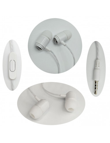Auriculares de móvil estéreo con micrófono y cable de 1,2 m, conexión jack 3.5 mm, cascos compatibles con Xiaomi, Huawei, Samsun