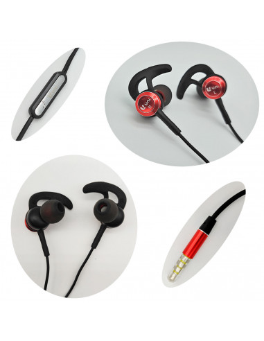 Auriculares deportivos para móvil, micrófono y cable de 1,2 m, conexión jack 3.5 mm, cascos compatibles con Xiaomi, Huawei, Sams