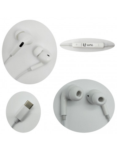 Auriculares de móvil con micrófono, estéreo, cable de 1,2 m, conexión tipo C, cascos compatibles con Xiaomi, Huawei, Samsung, So