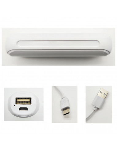 Batería externa blanca 2600 mAh, 1.0A, cable micro-USB, indicador carga LED, móvil, tablet, mp3, e-book, compatible con Xiaomi,