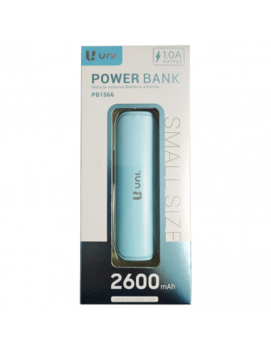 Batería externa azul 2600 mAh, 1.0A, cable micro-USB, indicador carga LED, móvil, tablet, mp3, e-book, compatible con Xiaomi, Hu