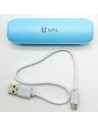 Batería externa azul 2600 mAh, 1.0A, cable micro-USB, indicador carga LED, móvil, tablet, mp3, e-book, compatible con Xiaomi, Hu