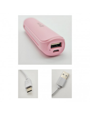 Batería externa rosa 2600 mAh, 1.0A, cable micro-USB, indicador carga LED, móvil, tablet, mp3, e-book, compatible con Xiaomi, Hu