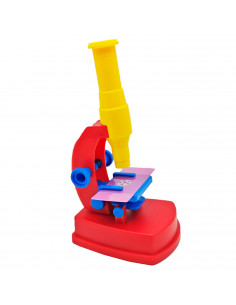 Microscopio de juguete de plástico con luz, funciona con pilas, regalo educativo para niños, cumpleaños, navidad, ciencia, 13,5