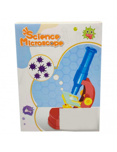 Microscopio de juguete de plástico con luz, funciona con pilas, regalo educativo para niños, cumpleaños, navidad, ciencia, 13,5