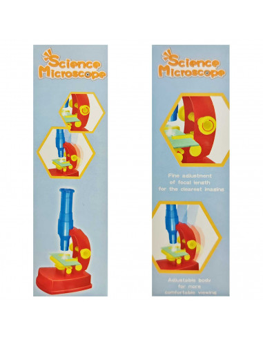Microscopio de juguete de plástico con luz, funciona con pilas, regalo educativo para niños, cumpleaños, navidad, ciencia, 13,5