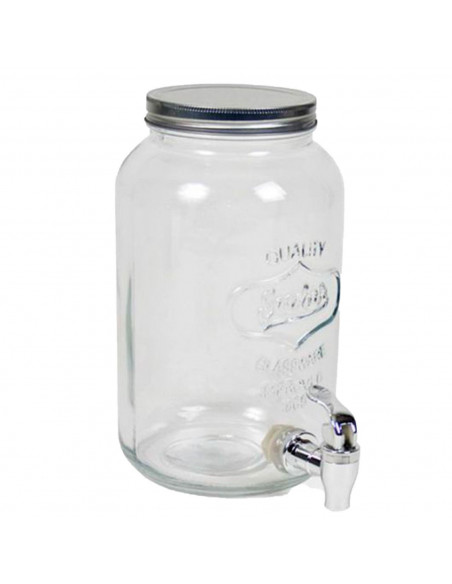 Tarro dispensador de bebidas de vidrio con grifo 3 litros. Bote dispensador, botella con grifo, garrafa, jarra de cristal con gr