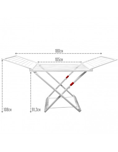 Tradineur - Tendedero plegable de resina con alas, 20 metros de espacio de tendido, soporte para tender la ropa en interior o ex