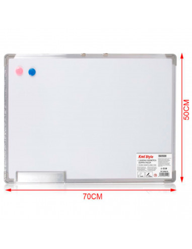 Tradineur - Pizarra Magnética de doble cara con rotulador de borrado en seco - Marco de Aluminio - Facil de borrar y colocar - I