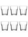 Tradineur - Set de 6 vasos de cristal, modelo Aras, resistentes, base gruesa, servir agua, licores, bebidas, fiestas, uso diario