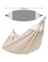 Tradineur - Hamaca colgante de algodón 210 x 150 cm. Hamaca de lona natural, ligera con cuerdas para exterior, camping, terraza