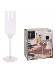 Set 6 copas de champán, cristal liso, modelo aristo, diseño sofisticado y elegante, aptas para lavavajillas (22 cl, 23 cm)