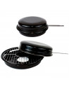 Churrasquera grill con tapa para cocinas de gas u hornillos, parrilla, barbacoa, cocinar a la brasa, exterior o interior (Negro,