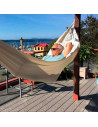 Tradineur - Hamaca colgante de algodón 210 x 150 cm. Hamaca de lona natural, ligera con cuerdas para exterior, camping, terraza