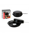Churrasquera grill con tapa para cocinas de gas u hornillos, parrilla, barbacoa, cocinar a la brasa, exterior o interior (Negro,