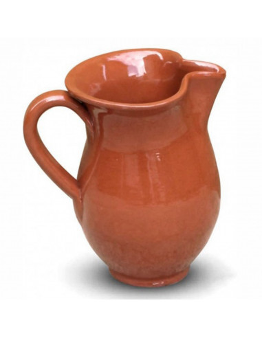Tradineur - Jarra de barro gallega clásica para servir vino, cerveza, recipiente tradicional con asa y pico vertedor, cafetería,