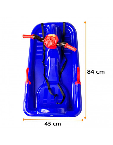 Tradineur - Trineo de nieve infantil de plástico, tabla de descenso con cuerda para niños, deportes de invierno, azul, 25 x 45 x