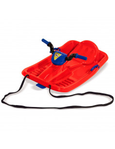 Tradineur - Trineo de nieve de plástico infantil, tabla de descenso con cuerda para niños, deportes de invierno, rojo, 25 x 45 x
