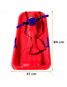 Tradineur - Trineo de nieve de plástico infantil, tabla de descenso con cuerda para niños, deportes de invierno, rojo, 25 x 45 x