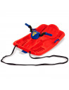 Tradineur - Trineo de nieve para niños, plástico, tabla de descenso infantil con cuerda, deportes de invierno, aire libre, rojo,