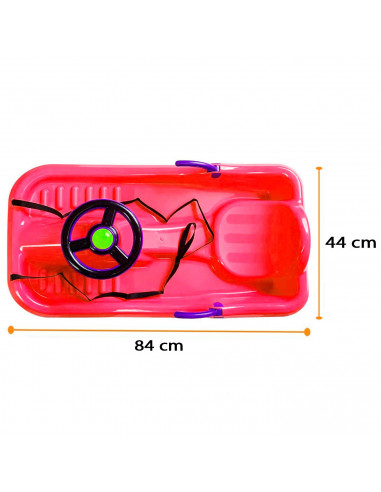 Tradineur - Trineo de nieve para niños, plástico, tabla de descenso infantil con cuerda, deportes de invierno, aire libre, rojo,
