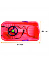Tradineur - Trineo de nieve para niños, plástico, tabla de descenso infantil con cuerda, deportes de invierno, aire libre, rojo,