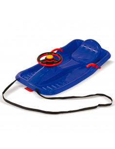 Tradineur - Trineo con cuerda para nieve infantil, plástico, tabla de descenso para niño, deportes de invierno, aire libre, azul