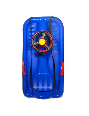Tradineur - Trineo con cuerda para nieve infantil, plástico, tabla de descenso para niño, deportes de invierno, aire libre, azul