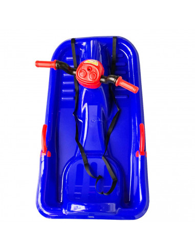 Tradineur - Trineo con cuerda para nieve infantil, plástico, tabla de descenso para niño, deportes de invierno, aire libre, azul