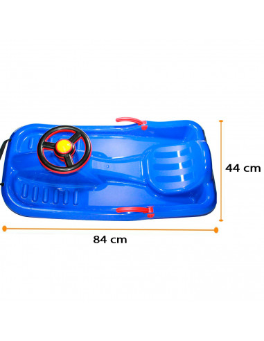 Tradineur - Trineo con cuerda para nieve infantil, plástico, tabla de descenso para niño, deportes de invierno, aire libre, azul