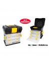 Caja de herramientas con 3 organizadores extraíbles, compartimento superior y asa, modelo Ravena, plástico resistente, 35 x 34 x