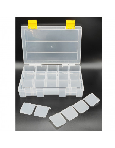 Caja de herramientas con 3 organizadores extraíbles, compartimento superior y asa, modelo Ravena, plástico resistente, 35 x 34 x