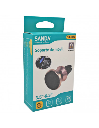 Soporte de móvil con imán coche, rejilla del aire, rotación 360º, dispositivos 3,5-6,3, compatible con Xiaomi, Huawei, Samsung