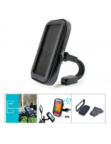 Soporte de móvil universal para motocicleta, impermeable, rotación 360º, válido para dispositivos de 3,5'' a 6,3'', correa f