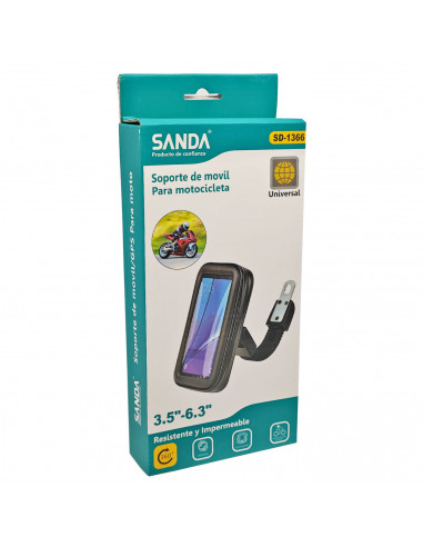 Soporte de móvil universal para motocicleta, impermeable, rotación 360º, válido para dispositivos de 3,5'' a 6,3'', correa f
