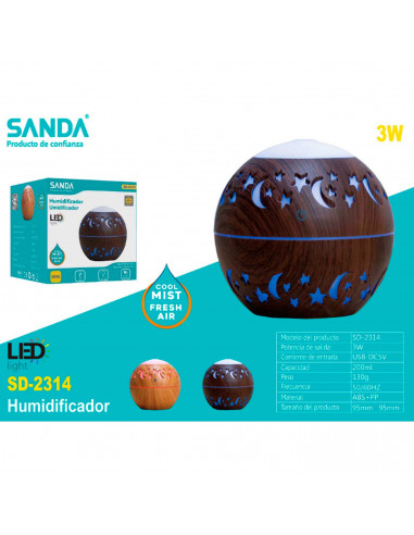 Humidificador de aire ultrasónico, difusor de aroma para aceites esenciales, luz LED multicolor, ultra silencioso, cable USB, (2