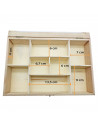 Caja de madera, 8 compartimentos, tapa de cristal, expositor joyas, organizador, joyero, collares, brazaletes, pendientes, reloj