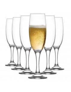 Tradineur - Set de 6 copas de cava de cristal, modelo empire, champán, cócteles, resistentes, aptas para lavavajillas, celebraci