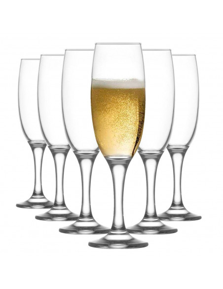 Tradineur - Set de 6 copas de cava de cristal, modelo empire, champán, cócteles, resistentes, aptas para lavavajillas, celebraci
